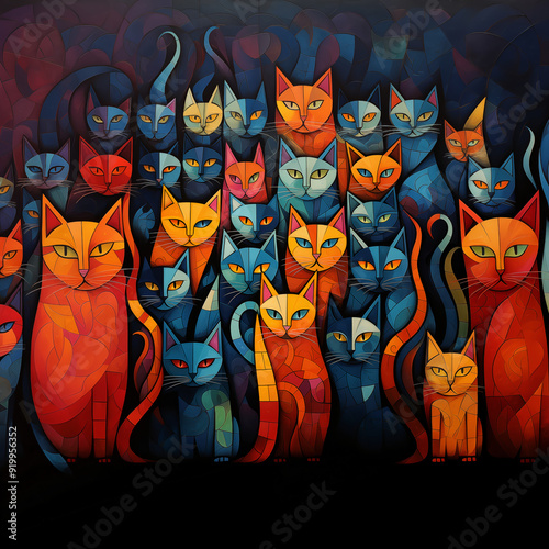 Colorful Cat Abstract Art (Modern Animal Art)