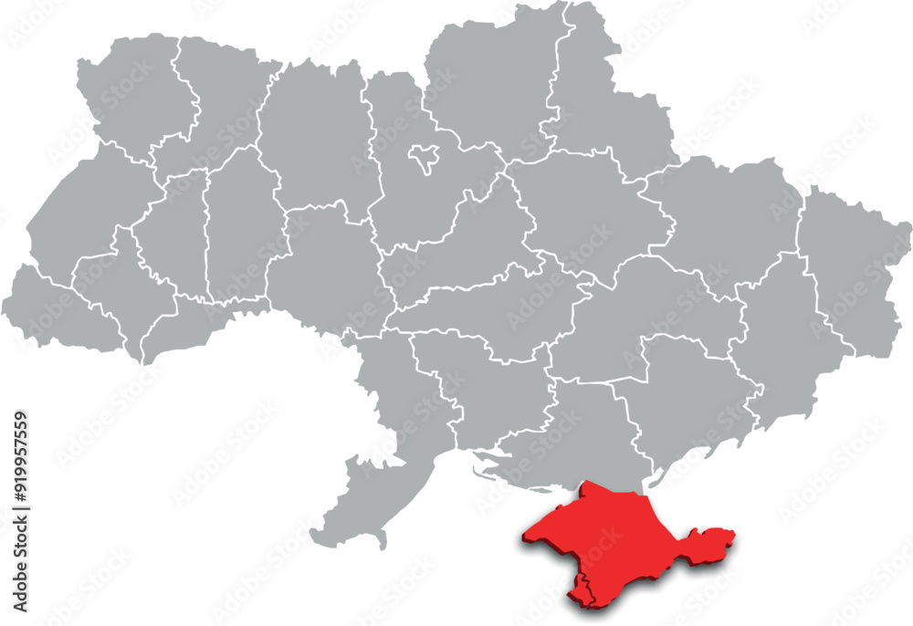 Fototapeta premium crimea map PROVINCE of UKRAINE 3d isometric map