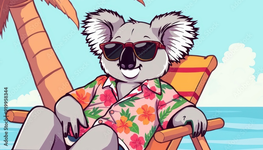 Naklejka premium Cool Koala on Vacation.