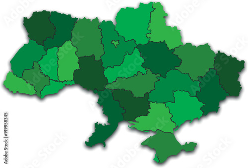 UKRAINE MAP WITH ITS PROVINCES AND POLITICAL ADMINISTRATIVE DIVISIONS