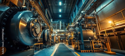 Heavy-duty machinery in an industrial boiler room