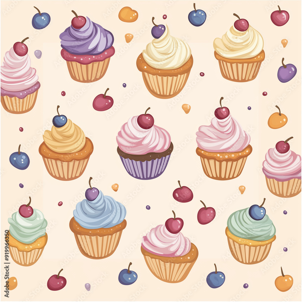 Colourful cupcakes Sweet Escape Seamless Pattern Collection Digital Download Colourful cupcakes Sweet Escape Seamless Pattern Collection Digital Download