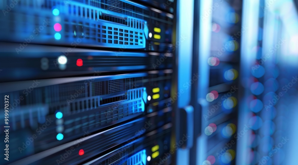 Advanced hightech server racks effectively showcasing the latest modern data storage solutions available today Advanced hightech server racks effectively showcasing the latest modern data storage solutions available today