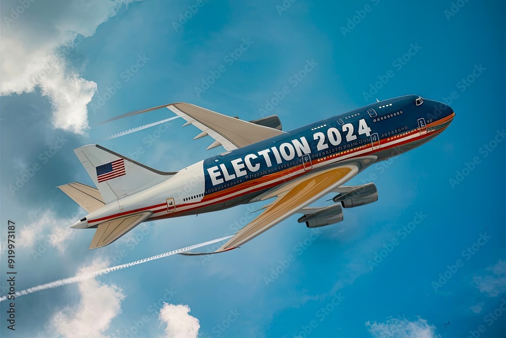 Sky scene with an airplane displaying 