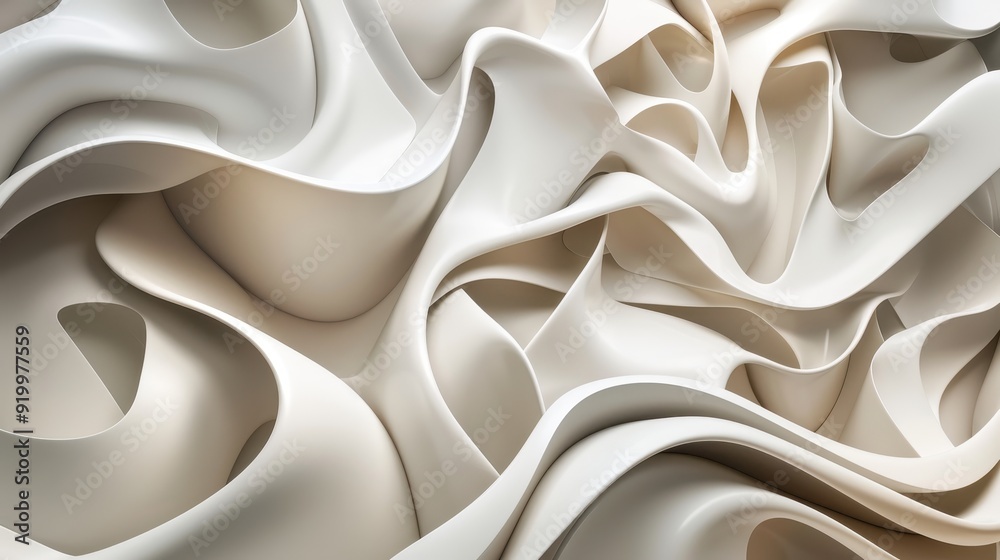 Fototapeta premium Abstract White 3D Curves Background