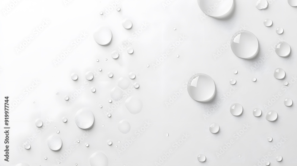 Water Droplets on white Gradient Background Water Droplets on white Gradient Background
