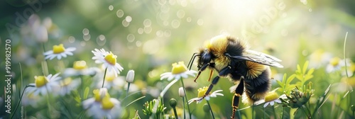 Crafting a Bee from Natural Elements Like Flowers and Grass photo