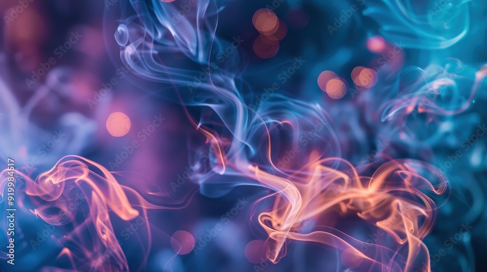 Fototapeta premium Abstract Smoke Photography with Blue and Orange Hues