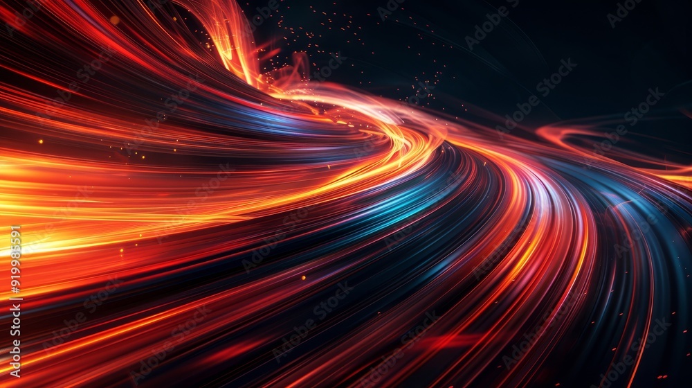 Swirling flames and glowing lines create an abstract light display at night Swirling flames and glowing lines create an abstract light display at night