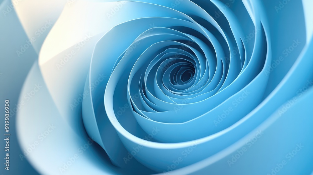 Stunning 3D spiral with dynamic colors, beautifully contrasted by a light blue background