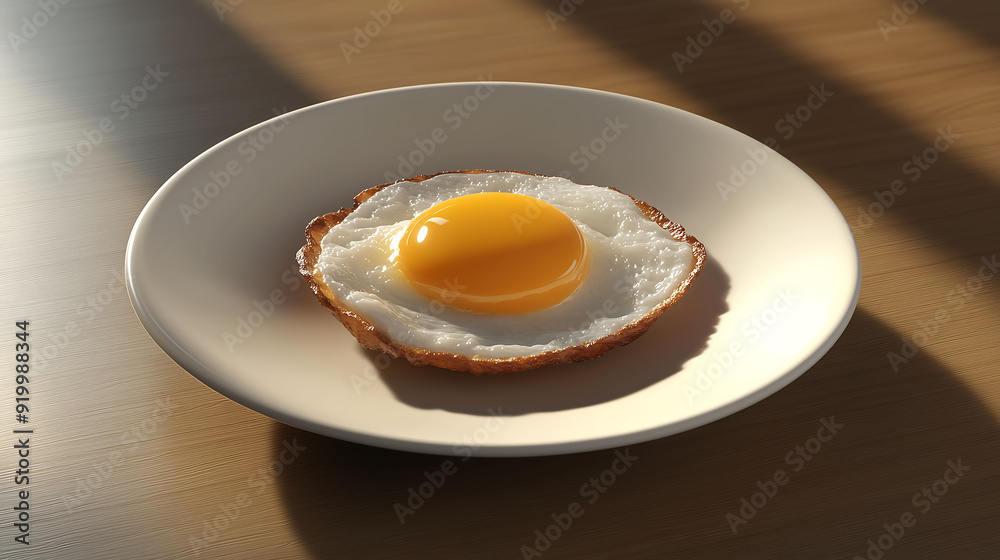 Sunny Side Up Egg on Plate in Morning Light Sunny Side Up Egg on Plate in Morning Light