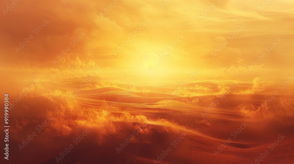 Fototapeta premium Golden sunset over rolling clouds in the vast sky