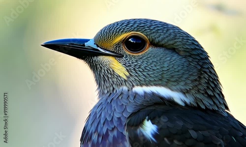 Extreme Close-Up of a Swallow's Eye and Feathers
