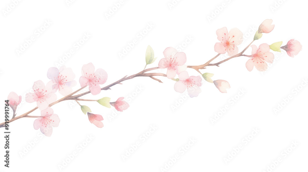 Obraz premium PNG Sakura as divider watercolor appliance blossom flower.