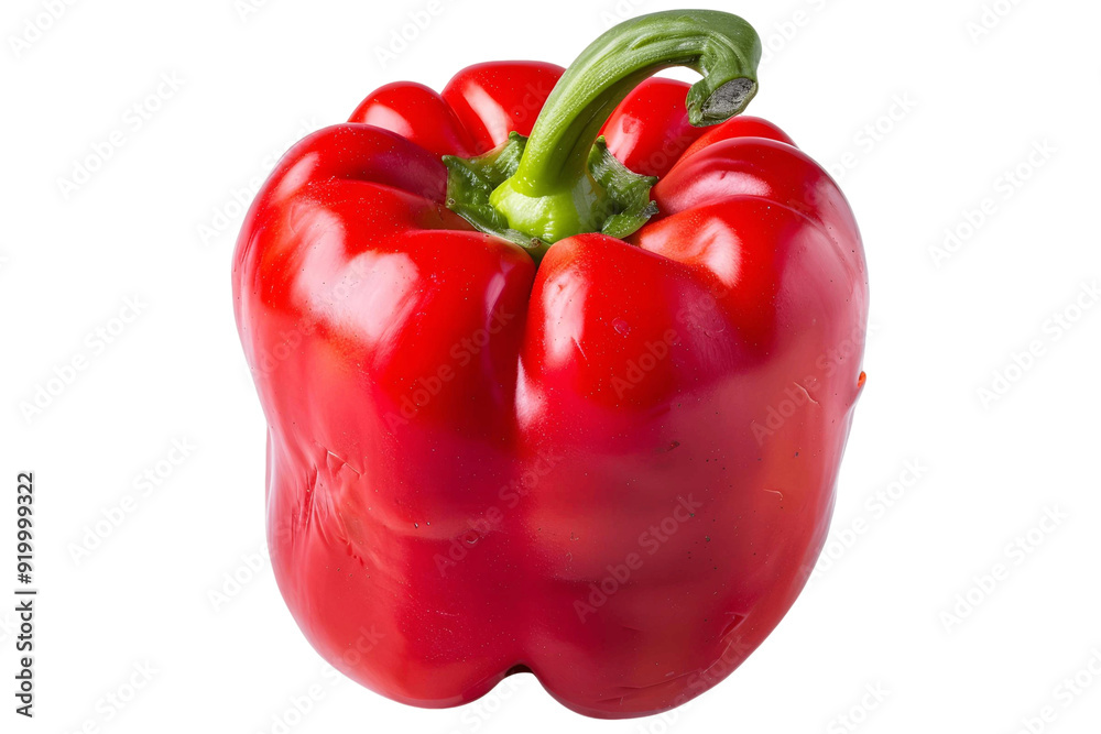 Vibrant red bell pepper, sliced and fresh, isolated on white, perfect for healthy vegetarian cuisine Vibrant red bell pepper, sliced and fresh, isolated on white, perfect for healthy vegetarian cuisine