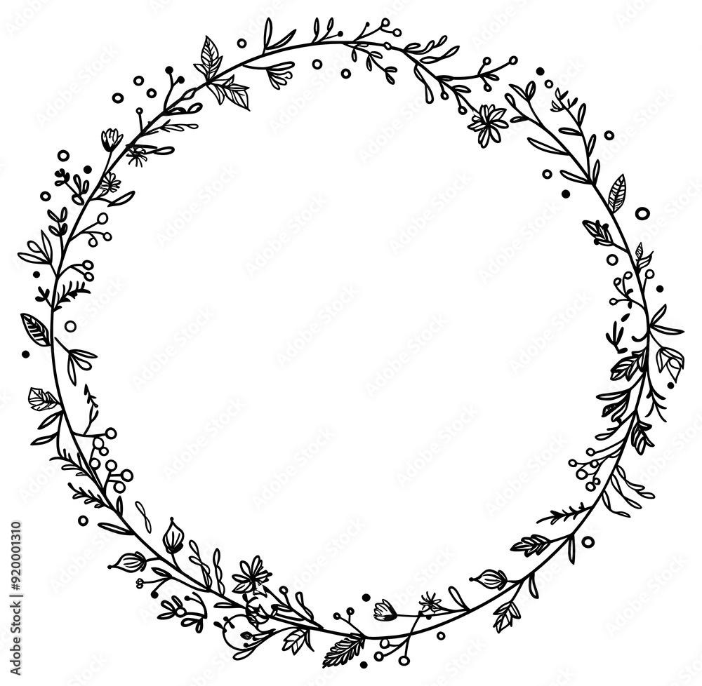 Naklejka premium PNG Elegant floral wreath illustration