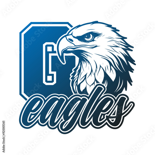 Go Eagles Team Illustration Clip Art Design Shape. Mascot Silhouette Icon Vector.