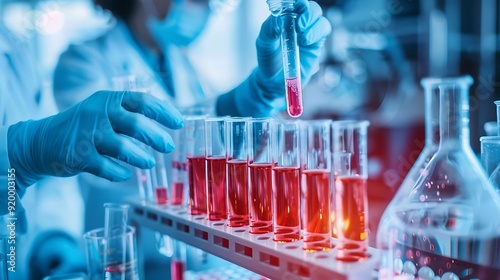 Medical Technicians in a Laboratory Using Test Tubes