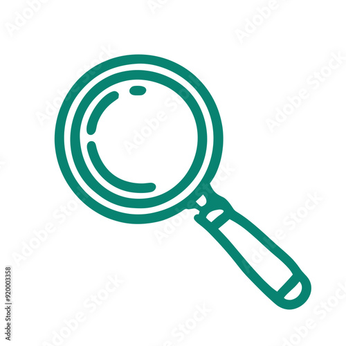 Green magnifying glass icon, simple design