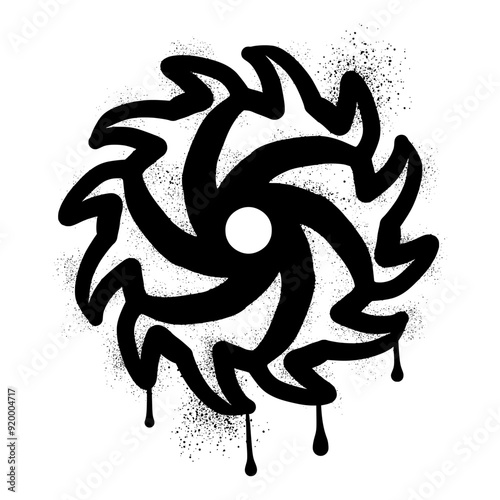 Drawing circular saw graffiti with black spray paint