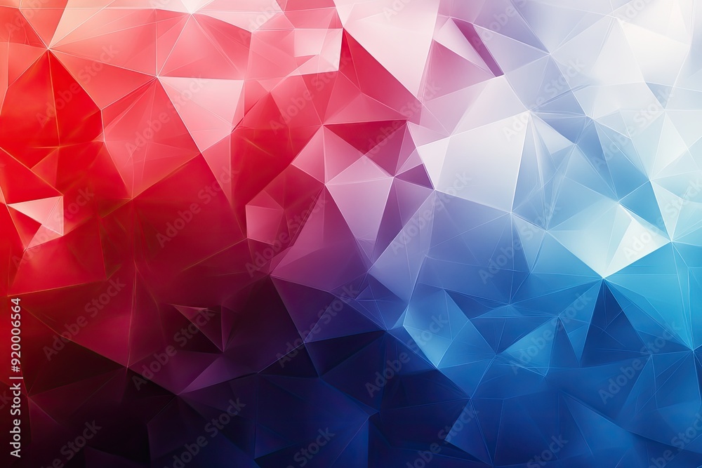 Obraz premium A colorful abstract background with red, white and blue triangles.