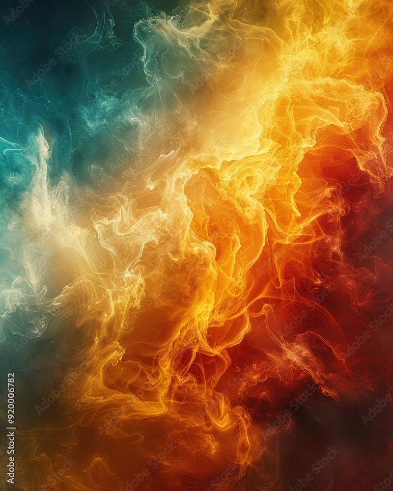 Abstract Swirling Smoke with Orange and Green Tones. Abstract Swirling Smoke with Orange and Green Tones.