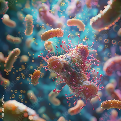 Bacteria in contaminated environments influencing the evolution of resistance in host fauna, fauna natural selection contamination, hostmicrobe interaction photo