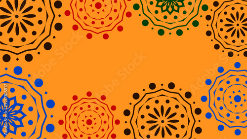Vector. Web banner, poster, cover, splash screen, social media, backgraund with copy space for your text. Perforated bright patterns Papel Picado, floral pattern. National Hispanic Heritage Month. 