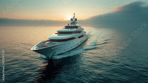 Big yacht in the open sea.generative ai photo