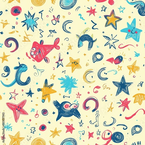 Whimsical Doodle Seamless Pattern