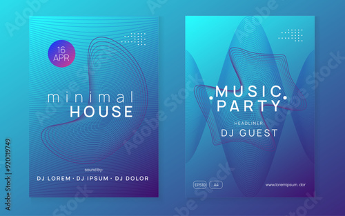 Party Poster. Psychedelic Beat Invitation. Blue Edm Flyer. Violet Techno Design. Sound Concert Element. Fest Background. Festival Invite. Pink Party Poster