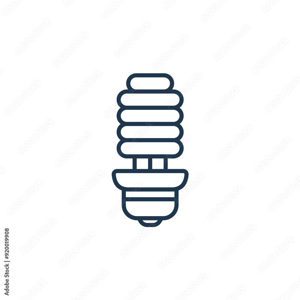Energy-saving light bulb icon. Simple line art of energy-saving light bulb on white background. Energy-saving light bulb icon. Simple line art of energy-saving light bulb on white background.