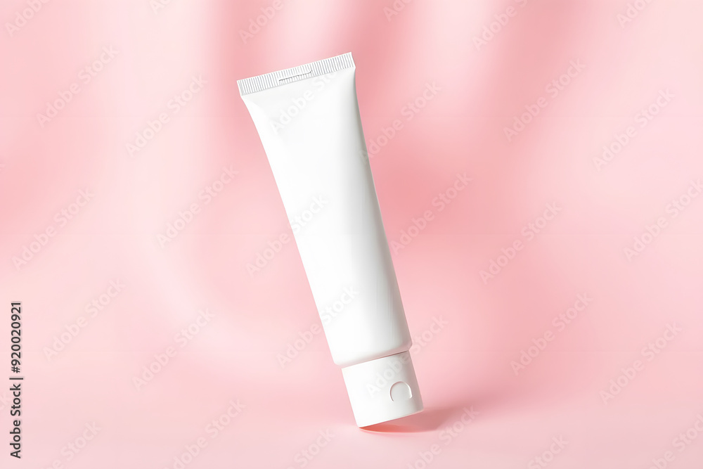 White cosmetic tube pack, isolated on pastel pink background. White cosmetic tube pack, isolated on pastel pink background.