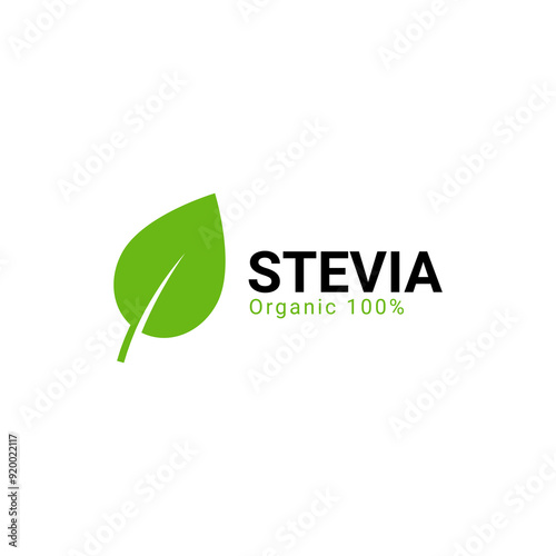 Stevia rebaudiana logo icon. Stevia leaf vector logo badge label plant natural extract. Herbal organic icon.