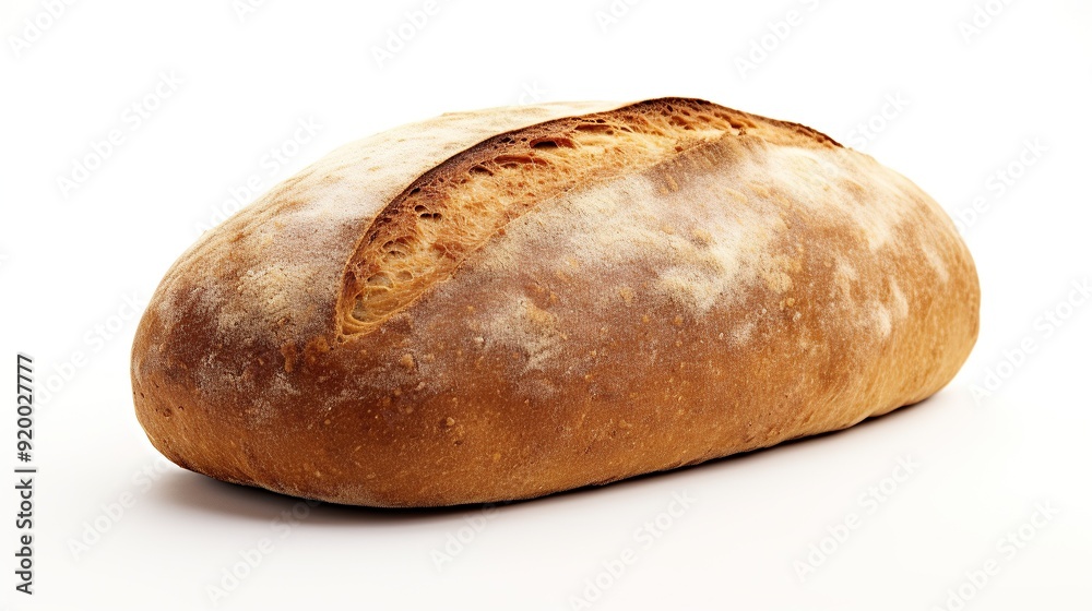 Freshly Baked Loaf of Bread on White Background
