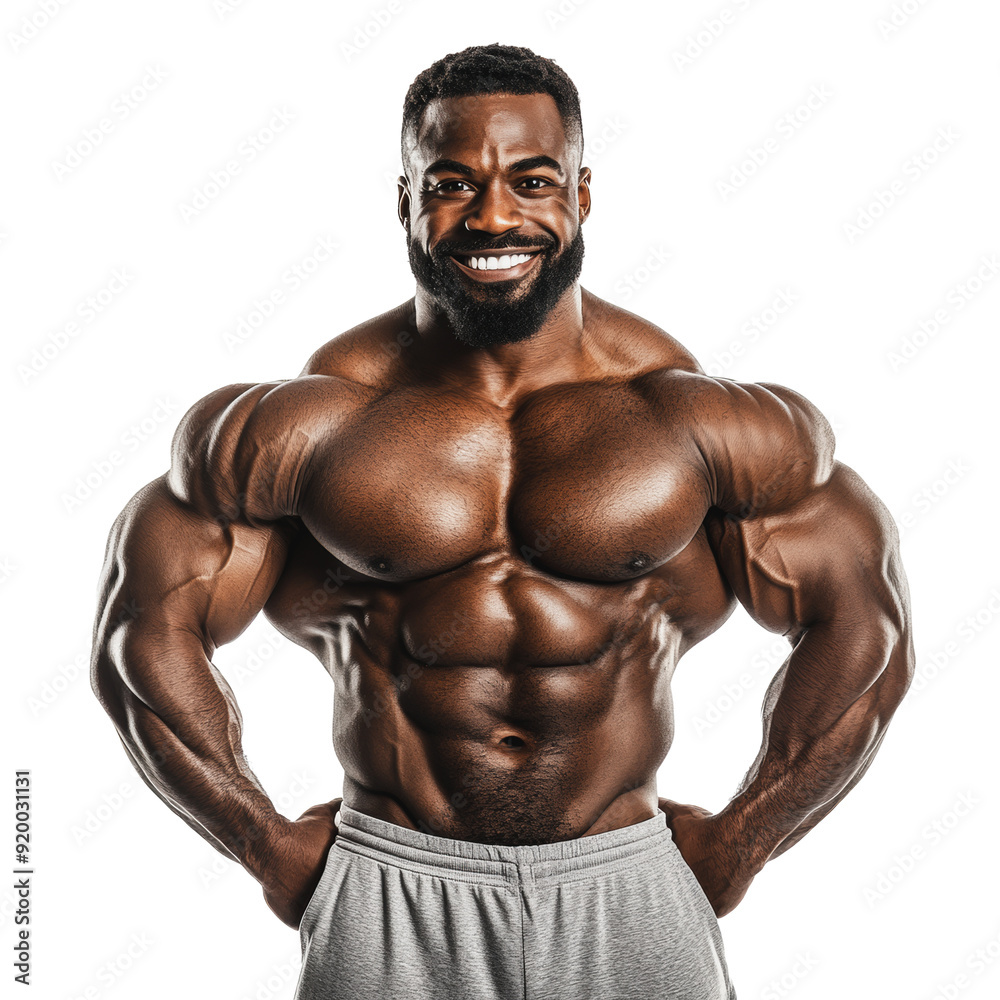 PNG Muscular bodybuilder flexing in a studio setting PNG Muscular bodybuilder flexing in a studio setting