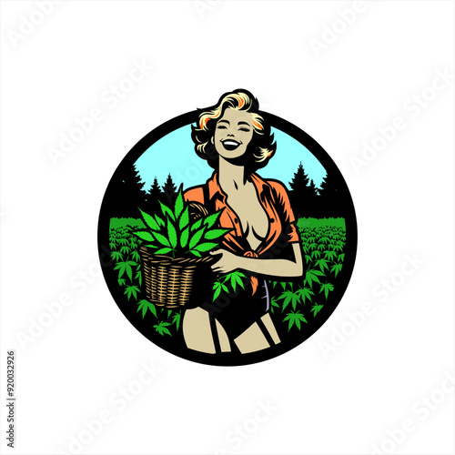 hemp cbd farmer illustration logo
