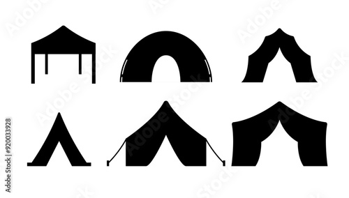 Vector tent black canvas icon marquee party event silhouette tent icon