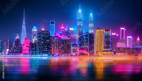 neon light city background