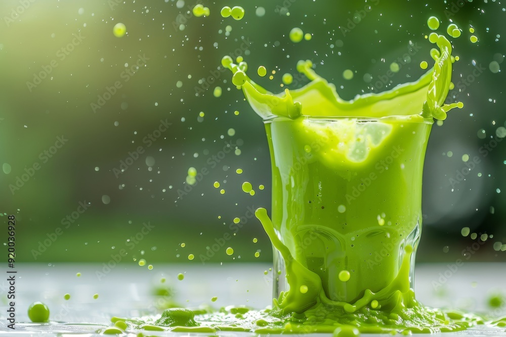 A vibrant and refreshing green smoothie made with fresh ingredients is beautifully displayed in a clear glass, making it perfect for health and wellness themes, enhancing both nutrition and hydration A vibrant and refreshing green smoothie made with fresh ingredients is beautifully displayed in a clear glass, making it perfect for health and wellness themes, enhancing both nutrition and hydration