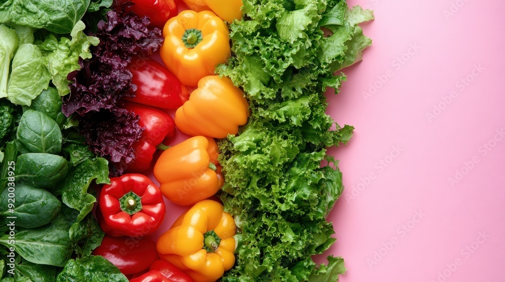 A colorful array of vegetables including peppers, lettuce, and broccoli. A colorful array of vegetables including peppers, lettuce, and broccoli.
