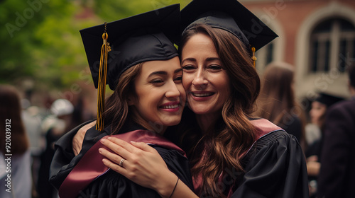 Mother Embracing Daughter After Graduation Ceremony