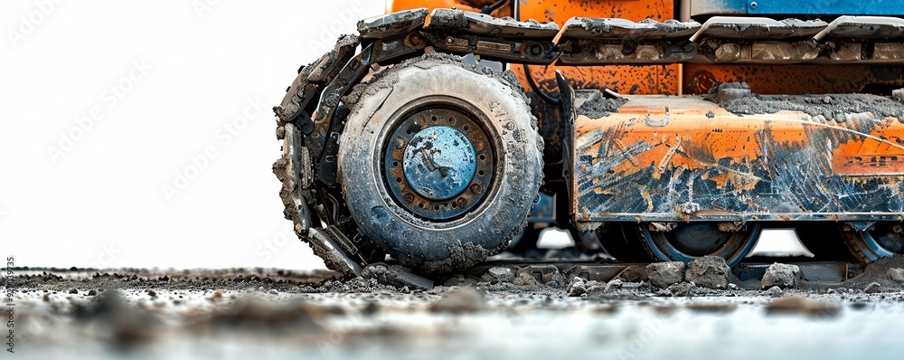 ภาพประกอบสต็อก Closeup of a compactor s drum and vibration system ...