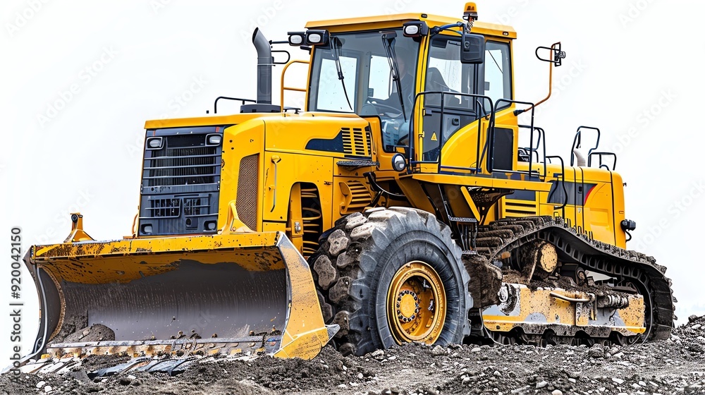 Large grader with a scarifier attachment, isolated on white, photo of grader isolated white background, earthmoving machinery Large grader with a scarifier attachment, isolated on white, photo of grader isolated white background, earthmoving machinery