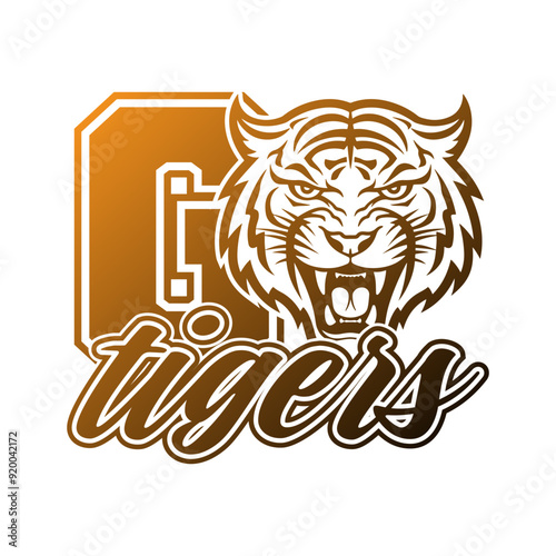 Go Tigers Team Illustration Clip Art Design Shape. Mascot Silhouette Icon Vector.