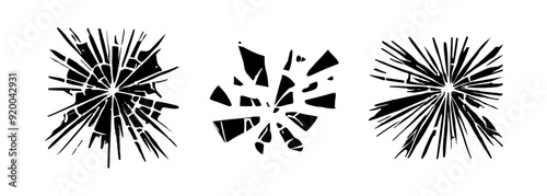 Glass crack broken texture window. Ice glass cracked effect background bullet mirror transparent isolated illustration.