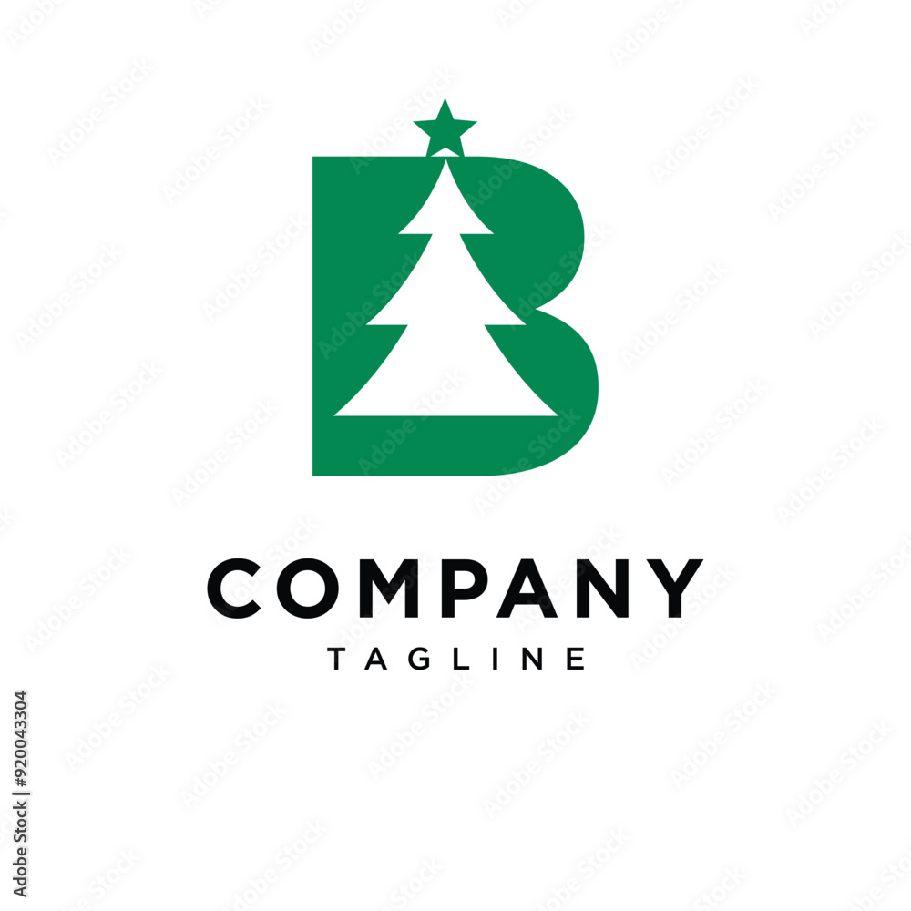 Letter B christmas tree logo icon vector Letter B christmas tree logo icon vector