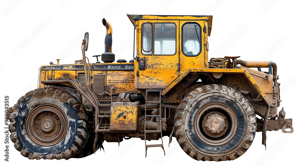 Small grader with rubber tires, isolated on a white background, photo of grader isolated white background, compact machinery Small grader with rubber tires, isolated on a white background, photo of grader isolated white background, compact machinery