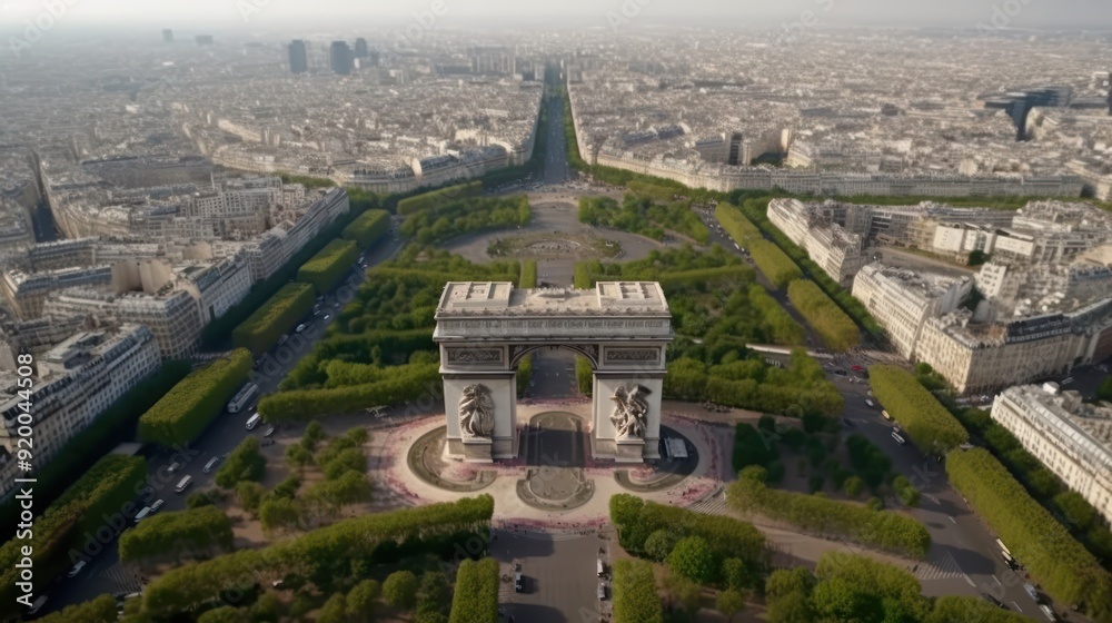 Obraz premium Aerial View of the Arc de Triomphe in Paris