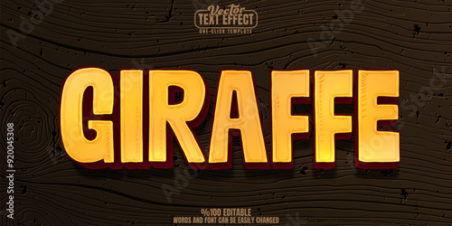 Giraffe editable text effect, customizable africa and wildlife 3d font style